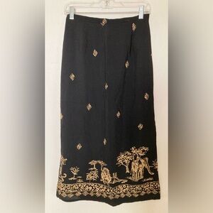 Alfred Dunner 🟣 Vintage EUC Size 8 Petite Safari Black & Gold Skirt